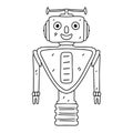 Robot. Hand drawn doodle style. Vector illustration isolated on white. Coloring page. Royalty Free Stock Photo