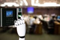 Robot hand with fingerprint scanning technology in the meeting