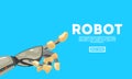 Robot hand gesture. Bot. Mechanical technology machine engineering symbol. Futuristic design concept.