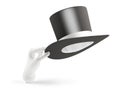 Robot hand holding black cylinder hat