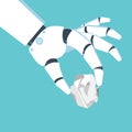 Robot hand holding a crumpled paper sheet. Vector illustration Royalty Free Stock Photo