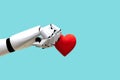 Robot hand holding heart Medical Technology Future