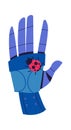 Robot hand holding ladybug flat icon