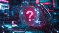 A robot hand holds a glowing question mark. Generative Ai Royalty Free Stock Photo