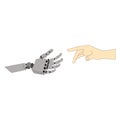 Robot hand and human hand isolated on white backgroundA Royalty Free Stock Photo