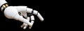 Robot hand or humanoid isolated on black background. Innovative white robot arm on black background. helping artificial