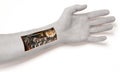 Robot hand inside human hand - Prosthesis concept Royalty Free Stock Photo