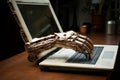 Robot hand laptop system. Generate Ai Royalty Free Stock Photo