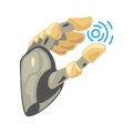 Robot hand. Mechanical technology machine engineering symbol. Hand gestures. Take sign. Energy between fingers.