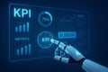 Robot Hand Navigating KPI and Metrics Display Royalty Free Stock Photo