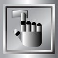 Robot hand sign icon. Press Click here button. Vector illustration