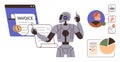 AI Robot Managing Invoices and Data Visualization with Task Automation and Approvals Process Royalty Free Stock Photo