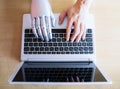 Robot Hands And Fingers Point To Laptop Button Advisor Chatbot Robotic Artificial Intelligence