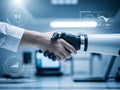 Robot Handshake Human Collaboration Technology. Royalty Free Stock Photo