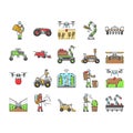 robot harvests automation icons set vector