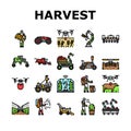 robot harvests automation icons set vector