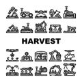 robot harvests automation icons set vector