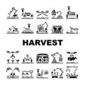 robot harvests automation icons set vector