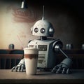 A robot having a milkshake digital art