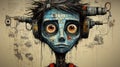 Funny Robot Portrait: Graffiti-inspired Illustration By Elijah Ryan Royalty Free Stock Photo