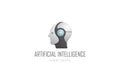 Robot Head Artificial Intelligence Logo design vector template. Cyborg Android Robotics concept icon