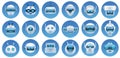 Robot head avatars. Cartoon virtual assistant, chat bot faces, robots logo, emoji and mascots. Futuristic android