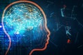 Robot head and digital brain hologram