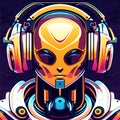 robot head with headphones Royalty Free Stock Photo