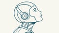 Robot head profile with futuristic design for AI and technology, vector design Generative AI Royalty Free Stock Photo