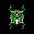 Robot head with sacred background, can use for gaming logo, e sport, t shirt. Editable