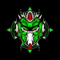 Robot head with sacred background, can use for gaming logo, e sport, t shirt. Editable