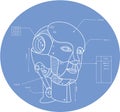 Robot Head Technical Drawing Royalty Free Stock Photo