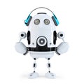 Robot with headphones. Isolated. Contains clipping path