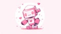 a robot with a heart confesses its love, an illustration for feelings or valentine\'s day.