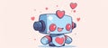 a robot with a heart confesses its love, an illustration for feelings or valentine\'s day.