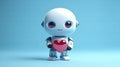 a robot with a heart confesses its love, an illustration for feelings or valentine\'s day.