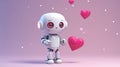 a robot with a heart confesses its love, an illustration for feelings or valentine\'s day.