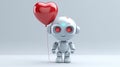 a robot with a heart confesses its love, an illustration for feelings or valentine\'s day.