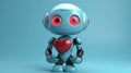 a robot with a heart confesses its love, an illustration for feelings or valentine\'s day.