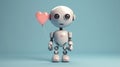 a robot with a heart confesses its love, an illustration for feelings or valentine\'s day.