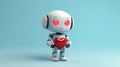 a robot with a heart confesses its love, an illustration for feelings or valentine\'s day.