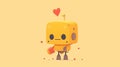 a robot with a heart confesses its love, an illustration for feelings or valentine\'s day.