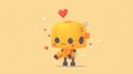 a robot with a heart confesses its love, an illustration for feelings or valentine\'s day.