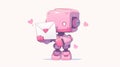 a robot with a heart confesses its love, an illustration for feelings or valentine\'s day.