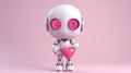 a robot with a heart confesses its love, an illustration for feelings or valentine\'s day.