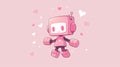 a robot with a heart confesses its love, an illustration for feelings or valentine\'s day.