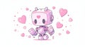 a robot with a heart confesses its love, an illustration for feelings or valentine\'s day.