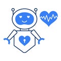 Robot with Heart Icon. Heart Icon with Robot Robot Holding Heart Icon. Heart with Robot Icon. Automated Heart Icon. Smart Heart