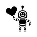robot heart symbol glyph icon vector illustration Royalty Free Stock Photo