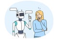 Robot helps woman, thinking about solving complex issue and turned to AI for help